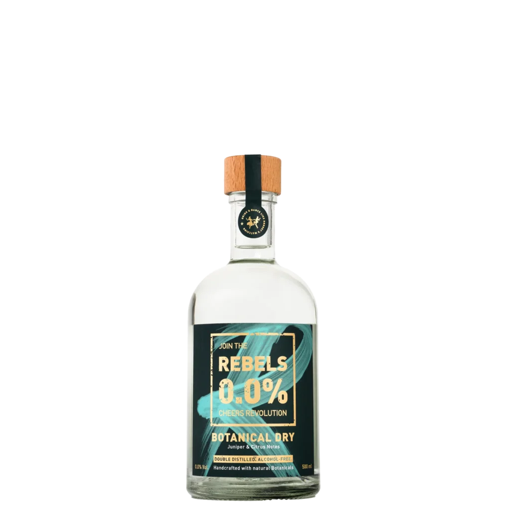 Rebels Botanical Dry – nealkoholická alternativa ginu 0,0 % ABV, láhev 500 ml